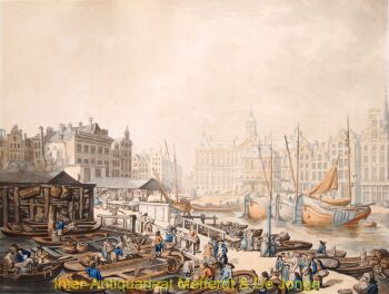 Dam Amsterdam vismarkt by Thomas Rowlandson
