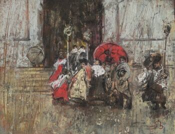 Hommage aan Fortuny (Processie in de regen) by Onno Boerwinkel