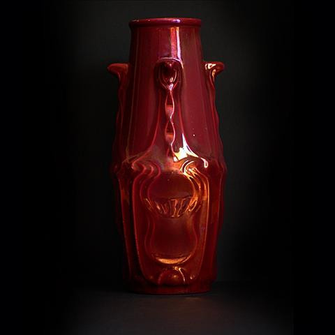 Ceramic deep red vase from Rambervillers by Artista Desconocido