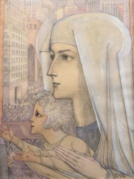 Madonna met kindeke voor de stad, in het immer voortgaande leven by Jan Toorop