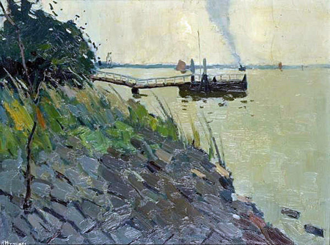 Riverview with scaffolding (near Kinderdijk, the Netherlands) by Raoul Hynckes
