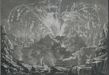 Encyclopedie: Eruption of Mount Vesuvius in 1754; Copper engraving from: Diderot & d'Alembert 'Encyclopédie, ou Dictionnaire raisonné des sciences, des arts et des métiers'. by Denis Diderot