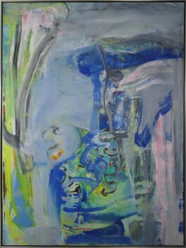 Abstract composition in yellow and blue by Eric de Nie