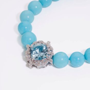 Turquoise & Aquamarine White Gold Diamond Necklace by Its My Gemme