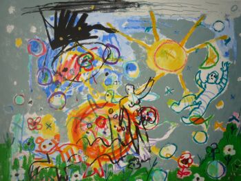 'Evolutie droom' Gouache by Hans Truijen