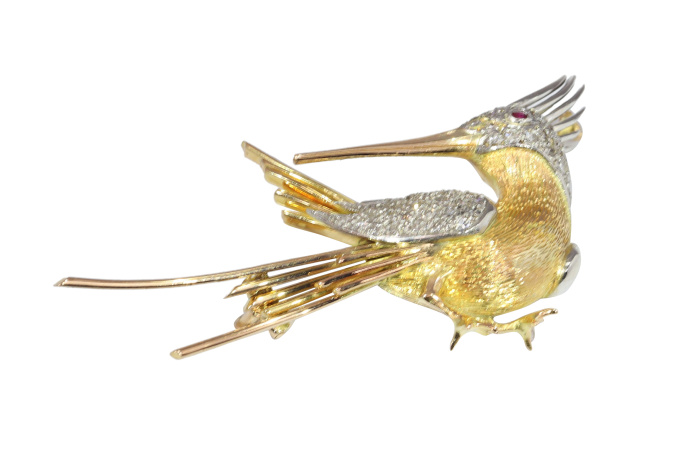 Vintage Fifties Hummingbird Brooch, A Whimsical Mid-Century Flight by Artista Desconocido