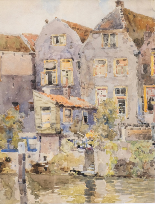 Huizen aan de gracht by Herman Bogman jr.