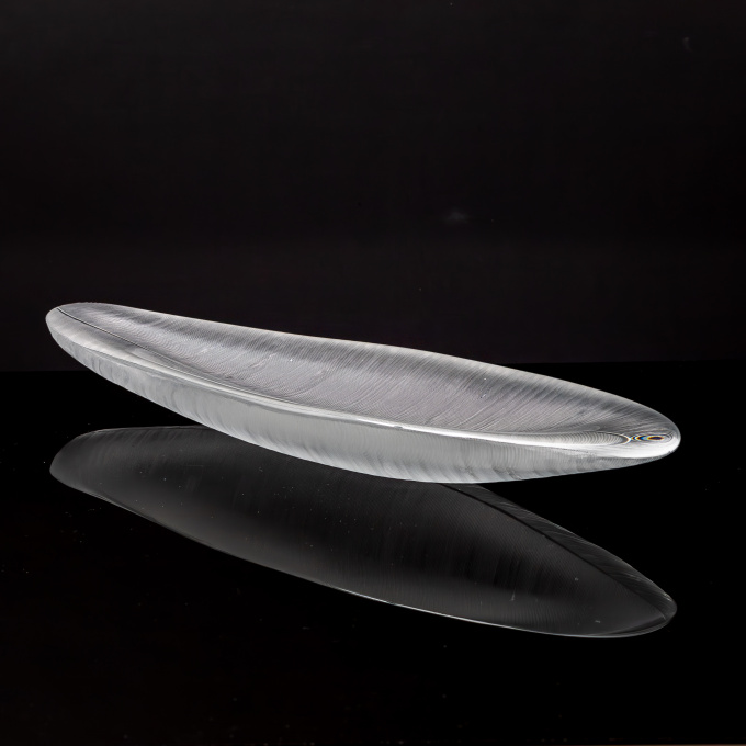 A very rare largest size comb-cut crystal Art object ‘Sulka’ (feather), model 3369 – Iittala Finland by Tapio Wirkkala