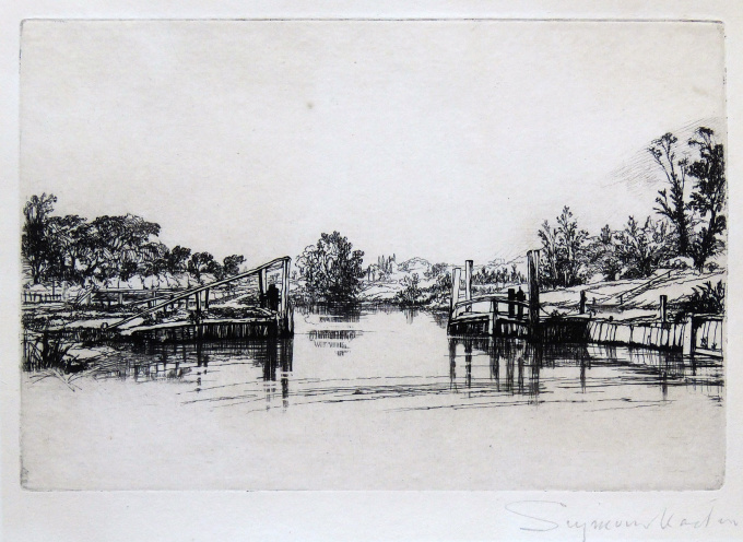 Egham lock by Francis Seymour Haden