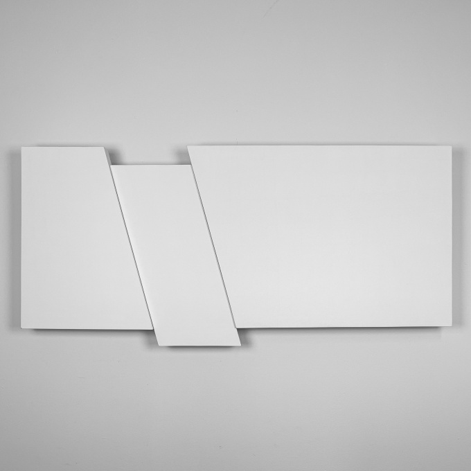 “Relief in white no. 63”, 1981 – painted wood and multiplex by Lars-Erik Falk