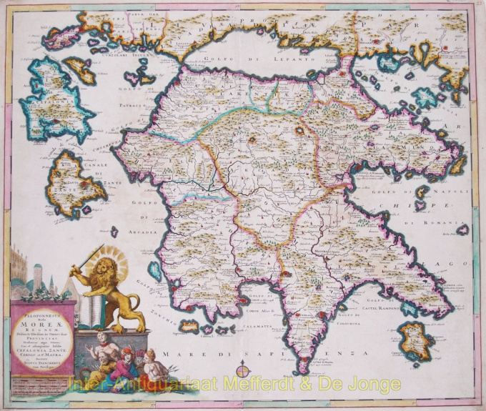 Peleponnesos antique map  by Danckerts