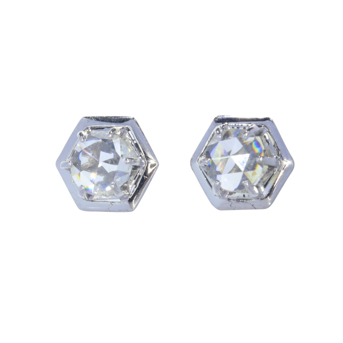 Vintage Art Deco large rose cut diamond earstuds by Unbekannter Künstler