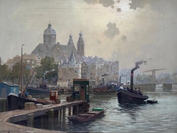 Open havenfront Amsterdam by Jan Simon jr. Knikker