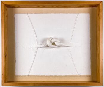 “Overhand Knot no. 2” 1986 – papier-mâché / cotton on paper, original frame by Shinkichi Tajiri
