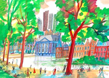 Hofvijver met Mauritshuis en het 'Torentje', Den Haag by Guus van Eck