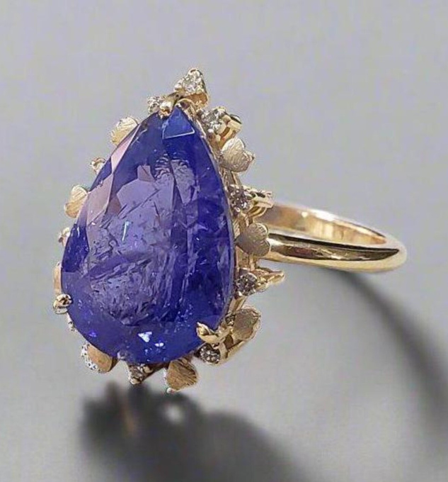 Tanzanite Statement 14K Yellow Gold Cocktail Ring by Its My Gemme