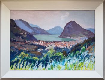 Meer van Lugano - Kanton Tessin met meer en Monte Bré by Jannes de Vries
