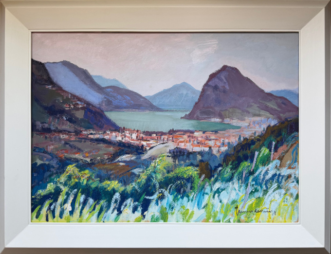 Meer van Lugano - Kanton Tessin met meer en Monte Bré by Jannes de Vries