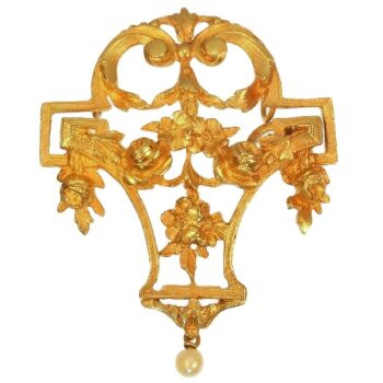 French gold brooch pendant Late Victorian Belle Epoque Style Guirlande by Artista Sconosciuto