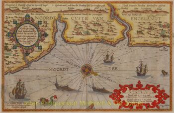 England, chart Robin Hood's Bay and Coquet Island by Waghenaer