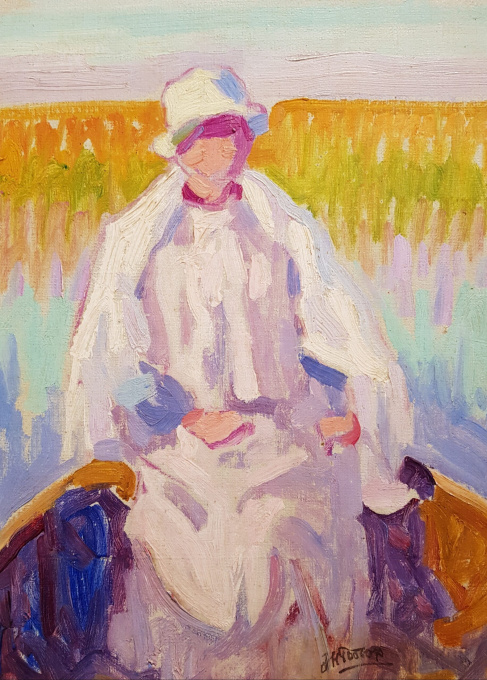 Truus in de boot, Domburg by Jan Toorop