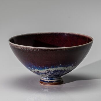 A unique glazed stoneware round footed bowl – Gustavsberg Sweden by Berndt Friberg
