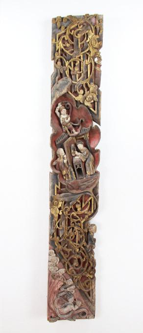 Two large Chinese carved wooden architectural wall panels, Qing dynasty, 19th century by Artista Desconocido