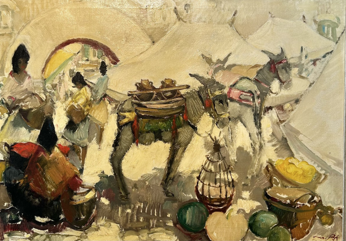 Marktplein met ezels - Zuid-Frankrijk by Willem Jilts Pol