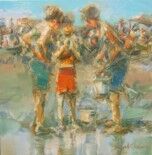 Children on the beach by David Giorgadze