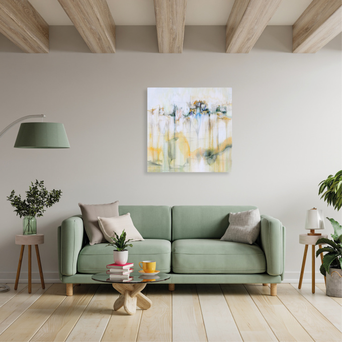 #408 80 x 80 cm | gemengde techniek op linnen by Charlot Terhaar sive Droste