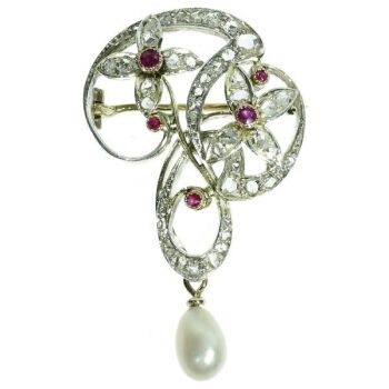Art Nouveau brooch with diamonds and rubies Jugendstil by Unbekannter Künstler