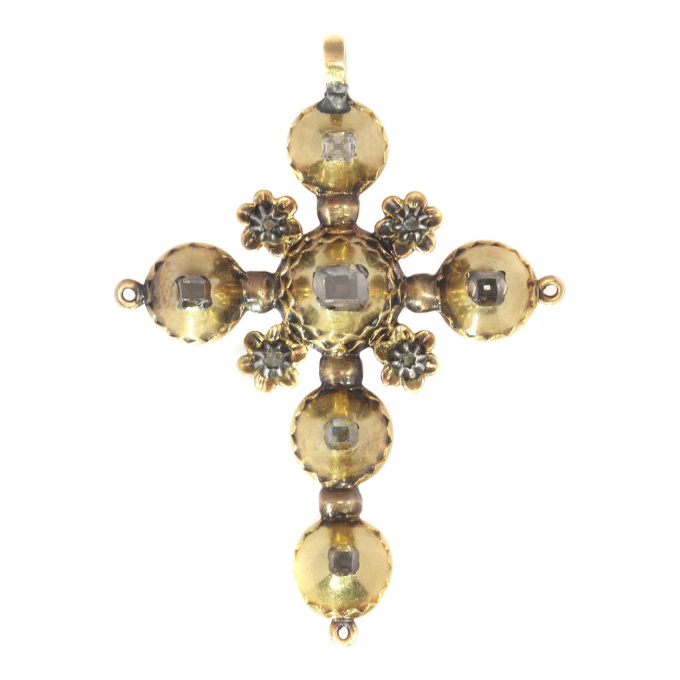 Antique Georgian gold diamond cross with old mine brilliant cut diamonds by Unbekannter Künstler