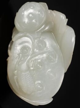 A white jade ‘Lotus Seedpod and Bug’ carving, Qing dynasty, 18th century by Artiste Inconnu