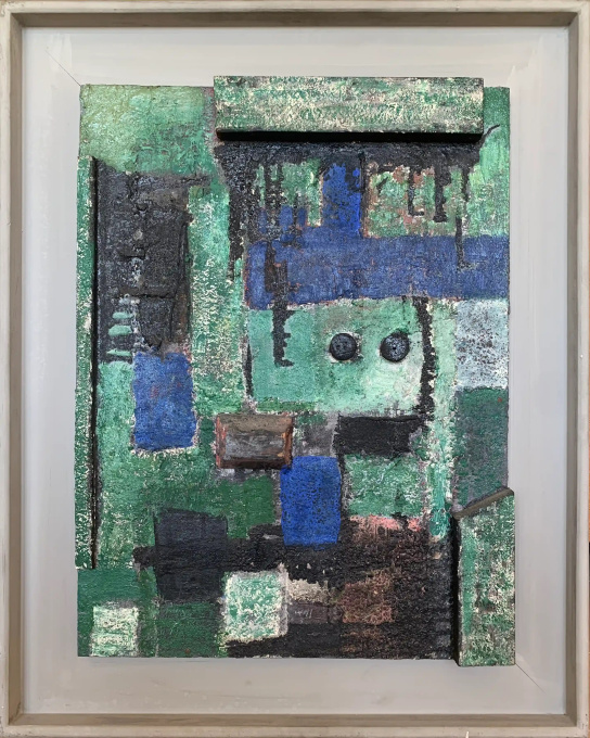 Abstracte compositie met hout by Will Leewens