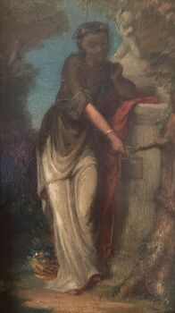 Vrouw bij zuil by Charles Rochussen