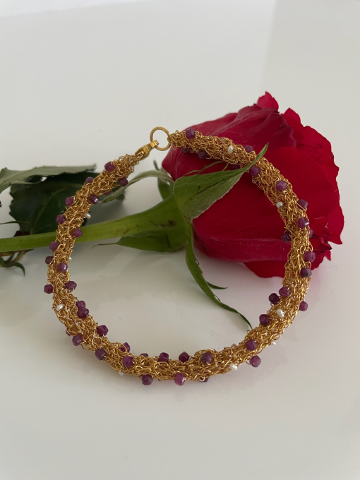 Lily Bracelet Plum by Wilhelmina Huysman