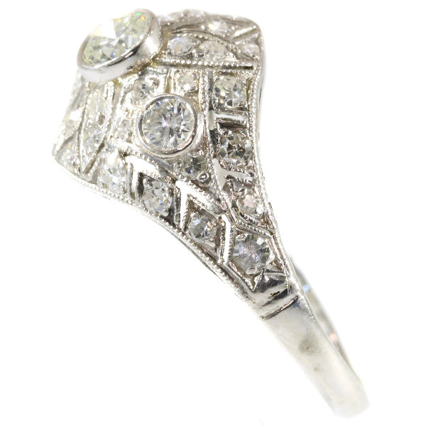 Platinum diamond engagement ring slightly domed by Unknown artist