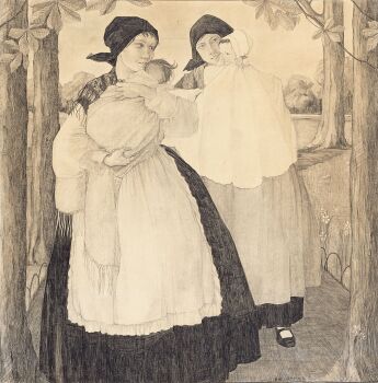 "Moeders met kinderen" by Marie (Rie) Cramer