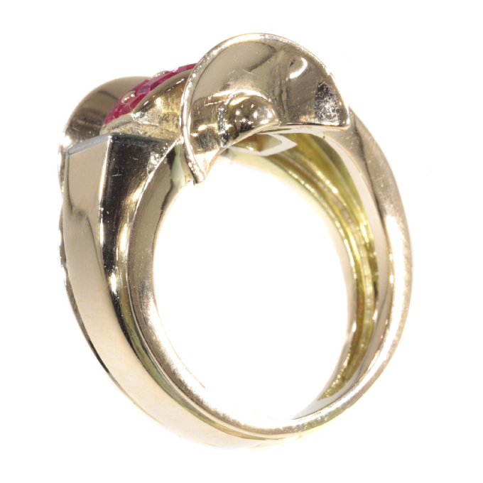 Original Vintage Retro ring with rubies and diamonds by Artiste Inconnu