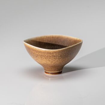 A unique glazed stoneware footed miniature bowl – Gustavsberg Sweden by Berndt Friberg