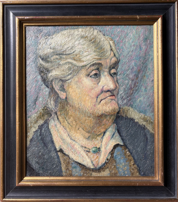 Portret oudere dame/ Portrait old woman by Onbekende Kunstenaar