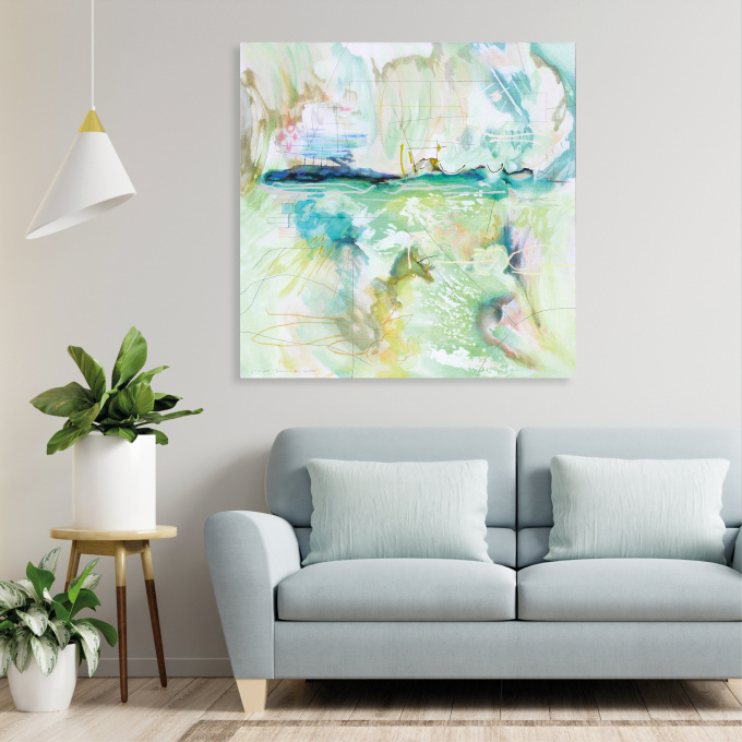 #424 100 x 100 cm | gemengde techniek op linnen by Charlot Terhaar sive Droste