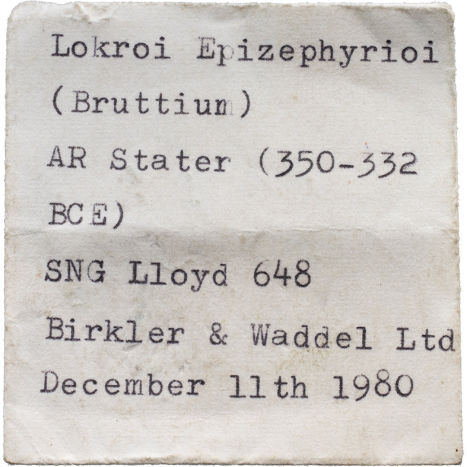 AR Stater Bruttium, Lokroi Epizephyrioi by Artiste Inconnu