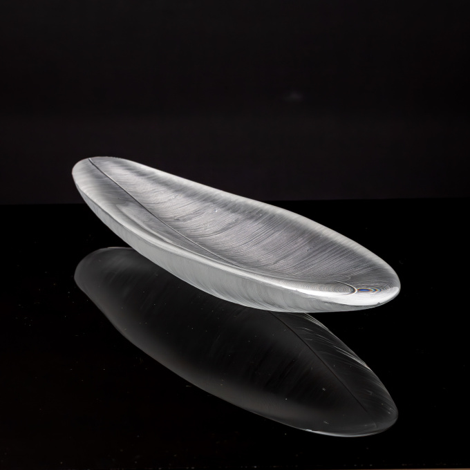 A very rare largest size comb-cut crystal Art object ‘Sulka’ (feather), model 3369 – Iittala Finland by Tapio Wirkkala