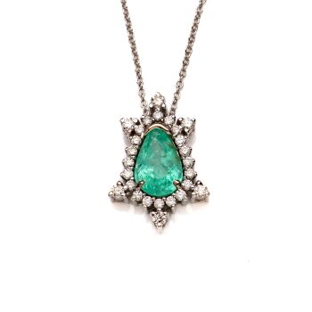 Neon Paraiba Tourmaline 14K White Gold Diamonds Necklace by Its My Gemme