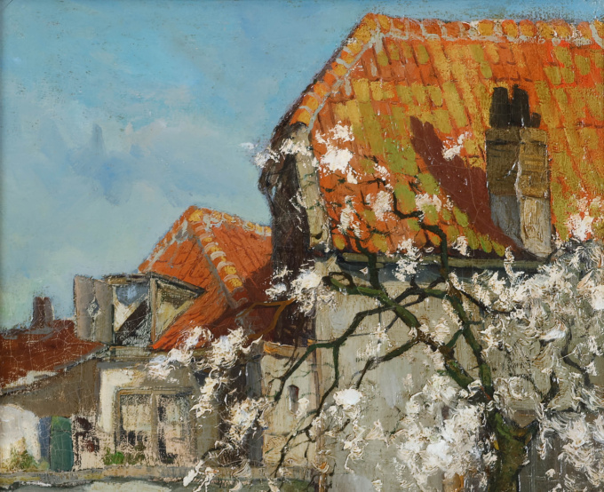 Chickens by the gate by GERARDUS JOHANNES DELFGAAUW