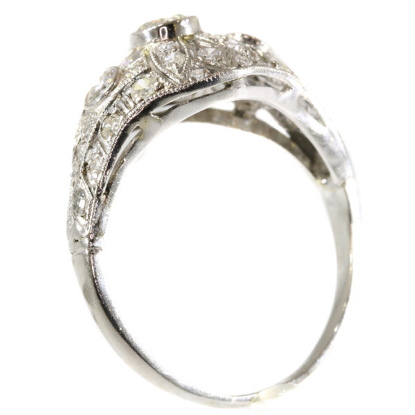 Platinum diamond engagement ring slightly domed by Unknown artist